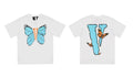 Vlone Butterfly Graphic T-Shirt - White/Blue